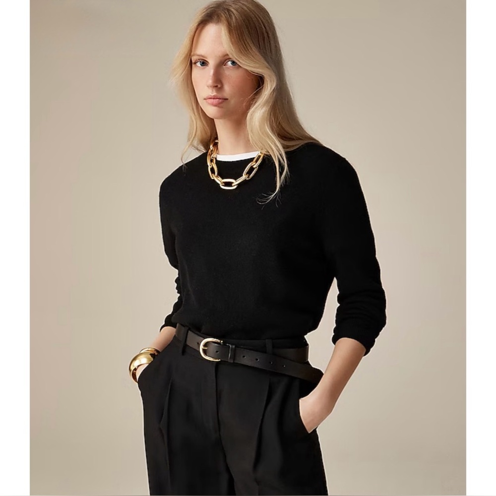 NWT J. Crew Cashmere Classic-fit Crewneck Sweater Black